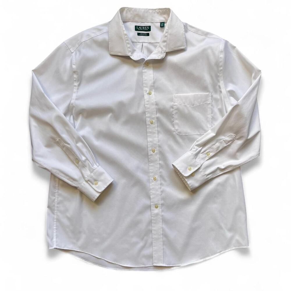 Lauren Ralph Lauren White Classic Long Sleeve Button Up Dress Shirt 2XL Casual